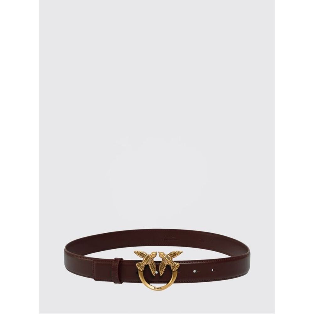 Pinko Women Pinko Leather Belt With Metal Love Birds Logo Buckle